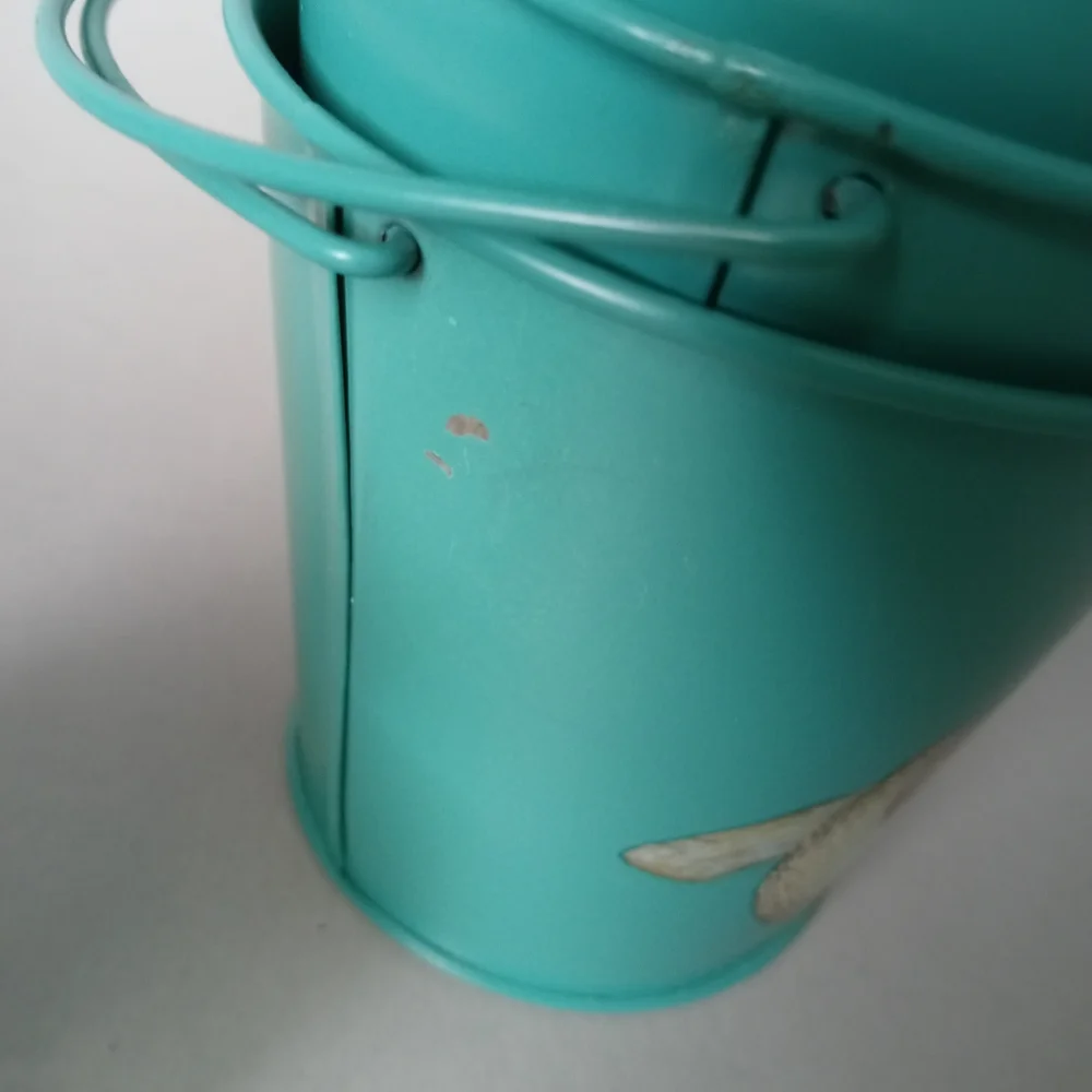 Metal Bucket with handles  color green with sloff  decorative  brand New